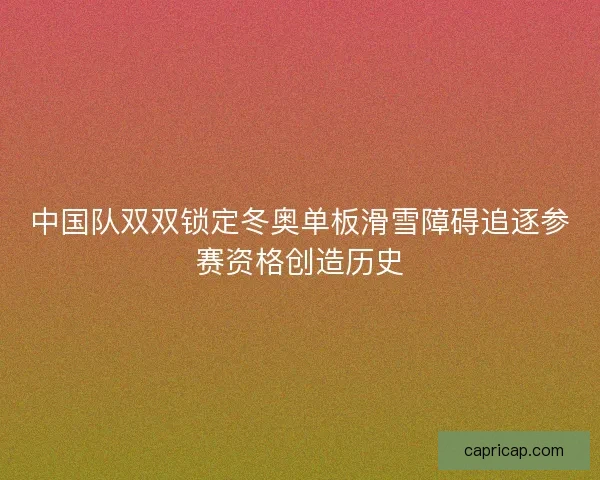 中国队双双锁定冬奥单板滑雪障碍追逐参赛资格创造历史