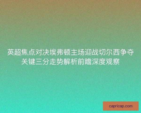 英超焦点对决埃弗顿主场迎战切尔西争夺关键三分走势解析前瞻深度观察