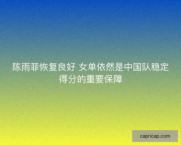 陈雨菲恢复良好 女单依然是中国队稳定得分的重要保障