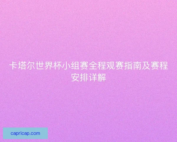 卡塔尔世界杯小组赛全程观赛指南及赛程安排详解 卡塔尔世界杯小组赛全程观赛指南及赛程安排详解