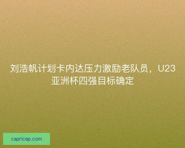 刘浩帆计划卡内达压力激励老队员，U23亚洲杯四强目标确定